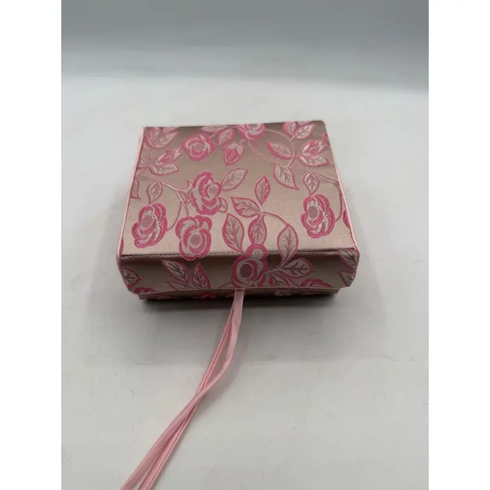 RedEnvelope Pink Floral Silk Brocade Baby Mary Janes Keepsake Boxed Slippers